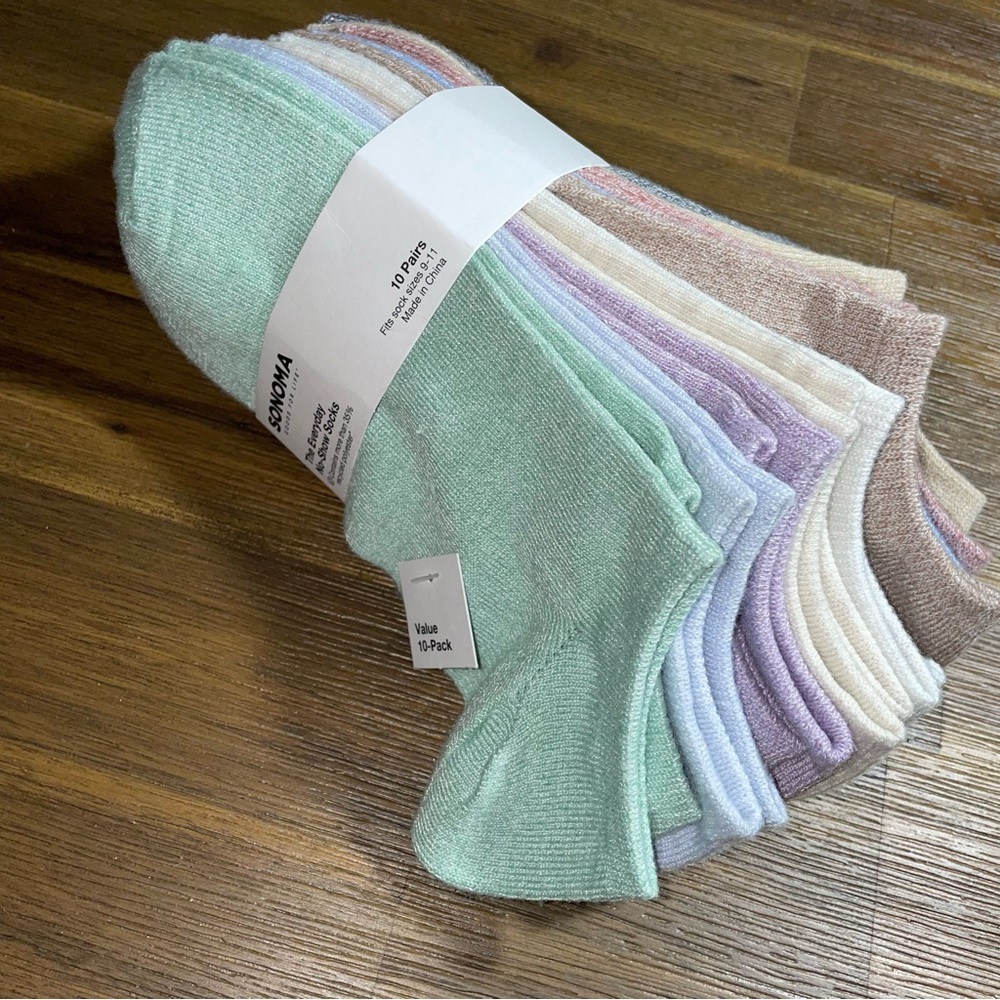 ⭐️FWP No-Show Socks - 10 pair pack - NWT - Pastel Mix - Picture 7 of 8